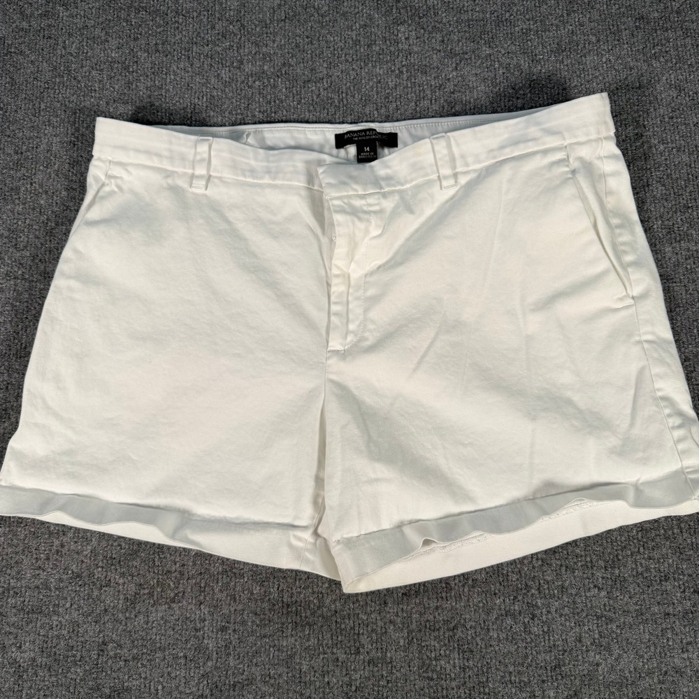 Banana Republic Avalon Shorts Womens 14 White Sateen 5 Inch Inseam #4606